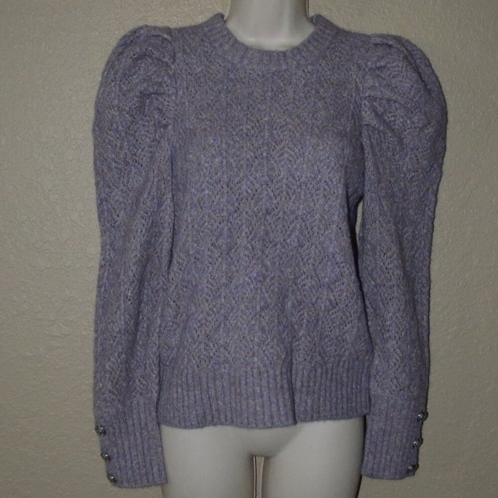 Sz S Veronica Beard Lilac Purple Novah Puff Sleeve Knit Sweater